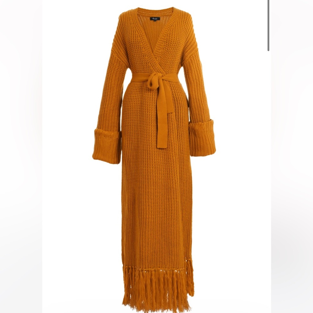 Hanifa orange knit cardigan dress